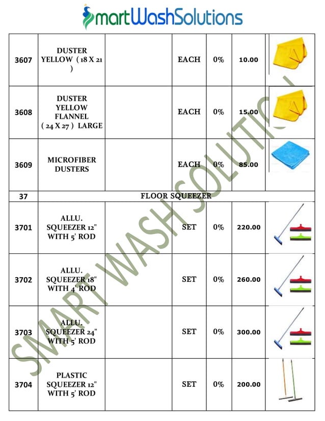 Housekeeping Products & Material and Cleaning Chemicals Price List