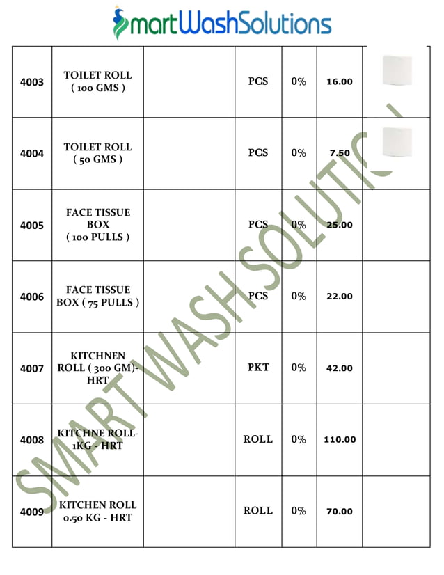 Housekeeping Products & Material and Cleaning Chemicals Price List