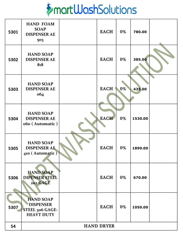 Housekeeping Products & Material and Cleaning Chemicals Price List