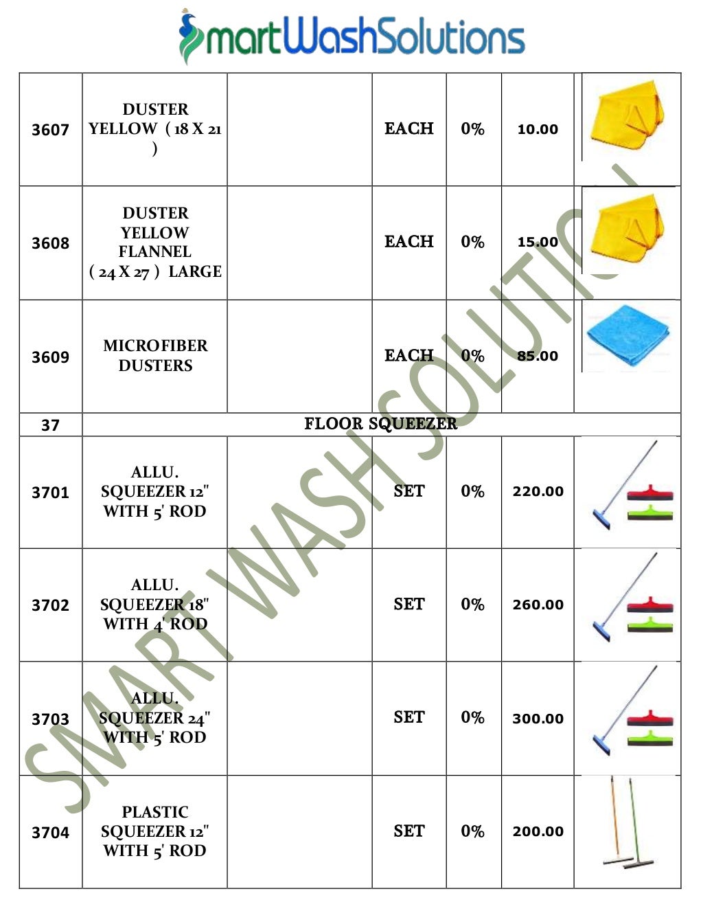 Housekeeping Products & Material and Cleaning Chemicals Price List