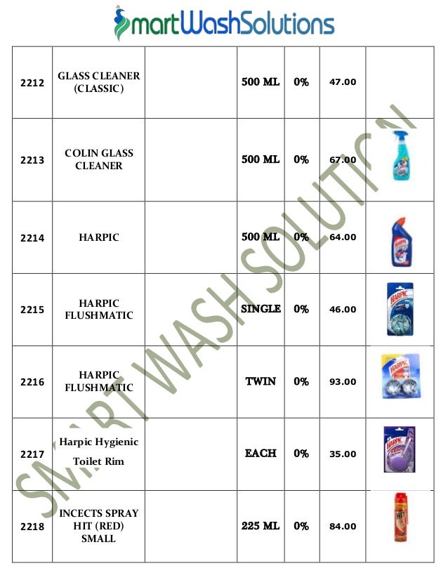 cleaning products price list
