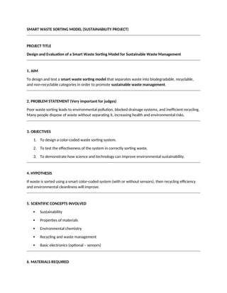 Design and Evaluation of a Smart Waste Sorting Model for Sustainable ...