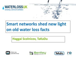 Smart networks shed new light
on old water loss facts
  Haggai Scolnicov, TaKaDu
 
