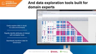 PUBLIC | Copyright ©2020 Rockwell Automation, Inc. | 30
Easily explore data in visual,
no code environments
Rapidly identify attributes of interest
with correlation tools
Seamlessly transform data for
enrichment
PUBLIC | Copyright ©2020 Rockwell Automation, Inc. | 30
And data exploration tools built for
domain experts
predictive
reliability &
maintenance
 