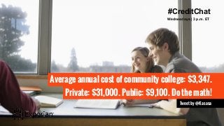 #CreditChat
Wednesdays | 3 p.m. ET
Private: $31,000. Public: $9,100. Do the math!
Tweet by @Kasasa
#CreditChat
Wednesdays ...