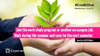 Join the work-study program or another on-campus job.
Work during the summer and save for the next semester.
Tweet by @SFC...