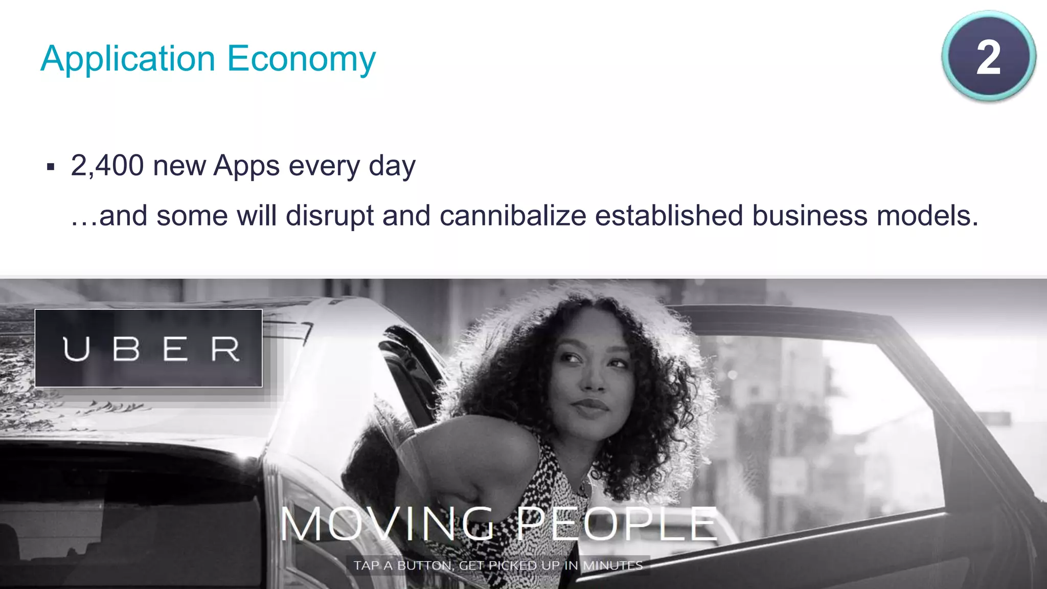 Application Economy 2 
 2,400 new Apps every day 
…and some will disrupt and cannibalize established business models. 
©2014 Cisco and/or its affiliates. All rights reserved. Cisco Confidential 8 
 