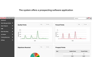 The system offers a prospecting software application
 
