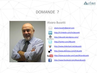 52%
56%
29%
66%
21%
25%
38%
48%
Cloud Computing
Mobile Workplace
Social Computing
Unified Comm. & Coll.
Grandi Aziende PMI
29%
21%
27%
16%
13%
24%
34%
35%
29%
21%
31%
20%
Mobile Workplace
Social Computing
Unified Comm. & Coll.
Utilizzo quotidiano Utilizzo Interessati all'utilizzo Non interessati
L’utilizzo dei servizi da parte dei professional
La diffusione delle tecnologie Smart nelle aziende italiane
Fonte: Politecnico di Milano "Osservatorio Smart Working" 21 novembre 2012 - 2 ottobre 2013
 