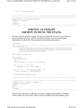 Smashing the stack for fun and profit | PDF