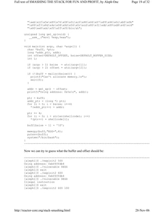 Smashing the stack for fun and profit | PDF