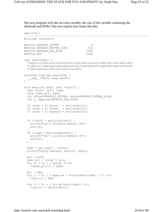 Smashing the stack for fun and profit | PDF