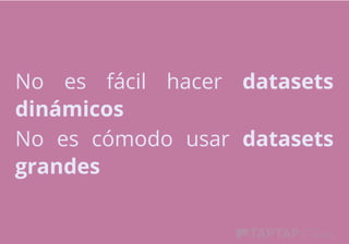 No es fácil hacer  datasets
dinámicos
No es cómodo usar  datasets
grandes
 