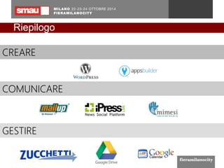 Riepilogo 
CREARE 
COMUNICARE 
GESTIRE 
 