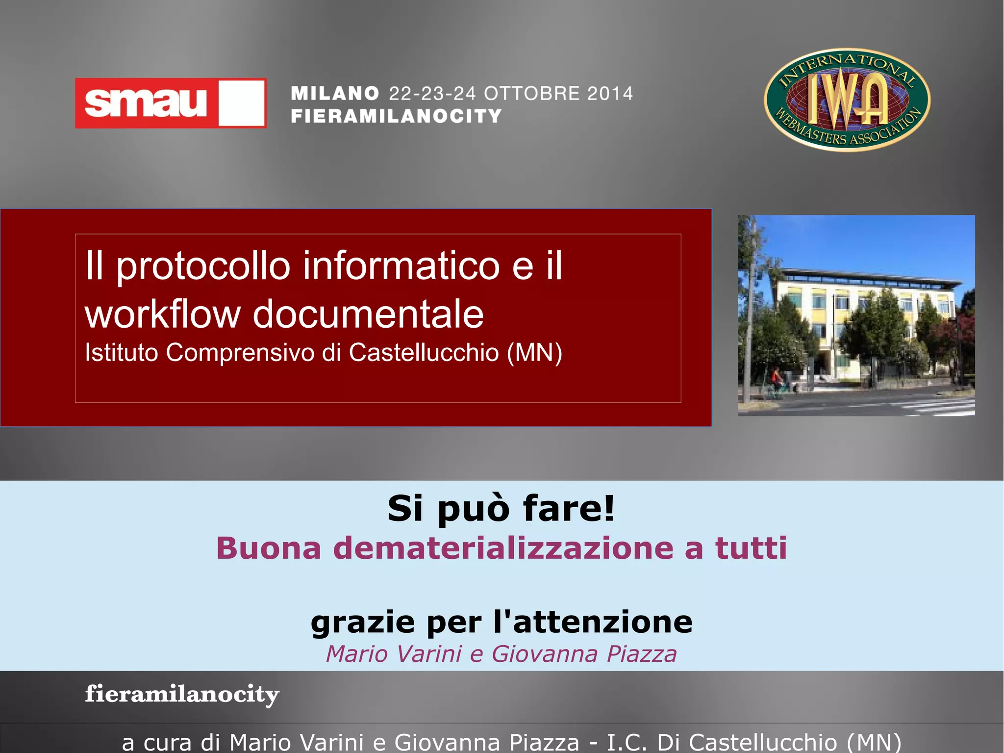 82/260
Le novità introdotte dal Regolamento eIDAS
La firma digitale verso eIDAS
Il Regolamento eIDAS disciplina tre tipologie di firme
elettroniche:
●
Firma Elettronica
●
Firma Elettronica Avanzata (FEA)
●
Firma Elettronica Qualificata (FEQ)
Il protocollo informatico e il workflow documentale
a cura di Mario Varini e Giovanna Piazza I.C. Di Castellucchio (MN) mario.varini@gmail.com
Il regolamento eIDAS "non si vive di solo CAD”
 