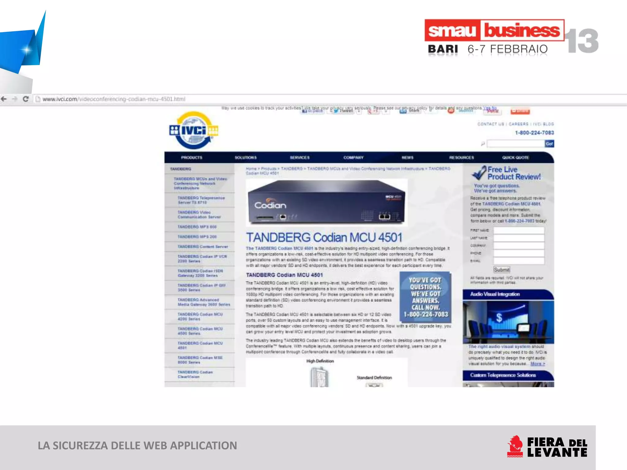LA SICUREZZA DELLE WEB APPLICATION
 