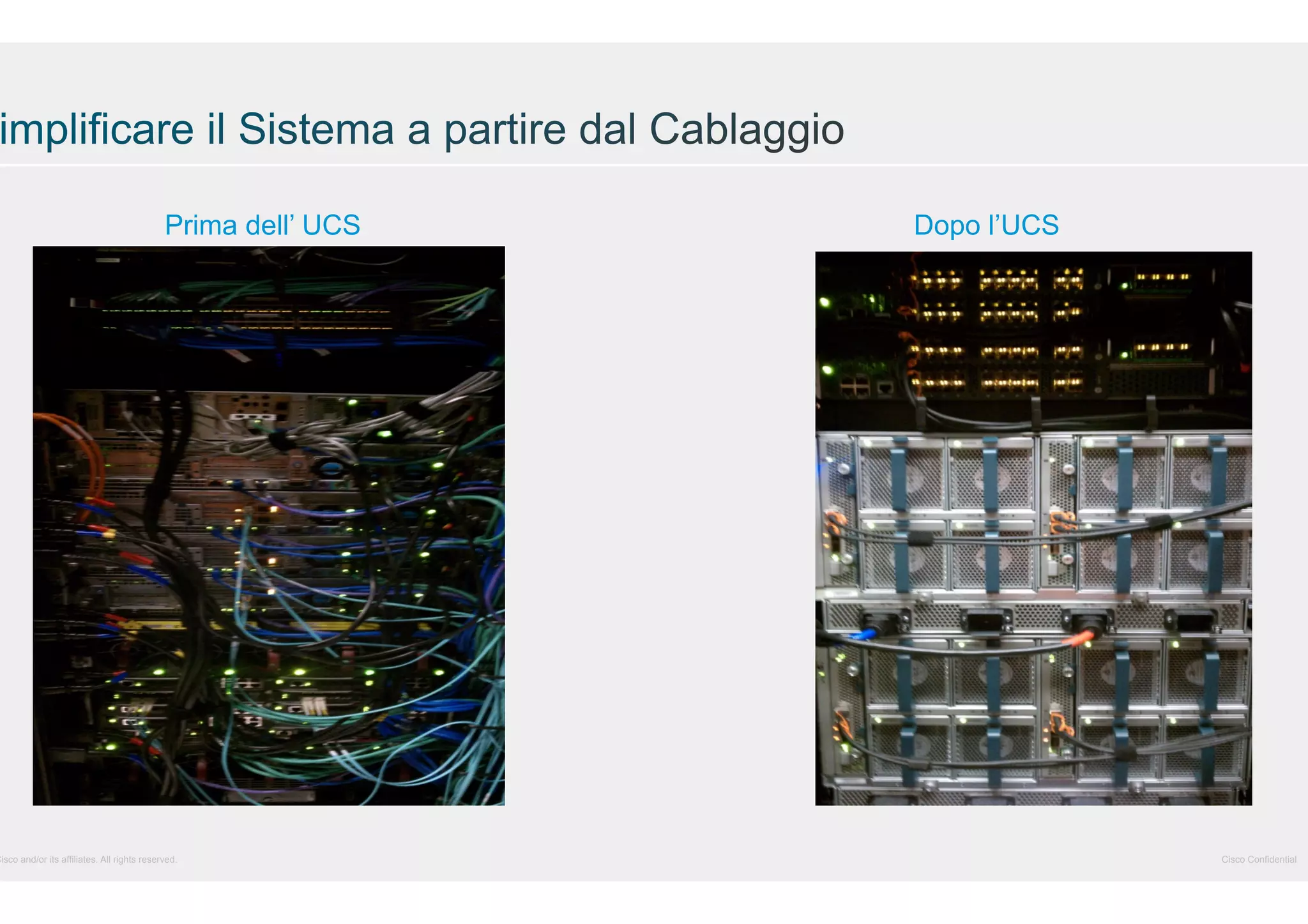 Prima dell’ UCS

Cisco and/or its affiliates. All rights reserved.

Dopo l’UCS

Cisco Confidential

 