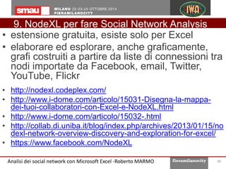 Analisi statistica dei social network con Microsoft Excel Slide 38