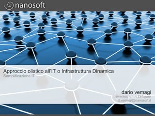 Approccio olistico all’IT o Infrastruttura Dinamica Semplificazione IT  dario vemagi [email_address] Amministratore Delegato 