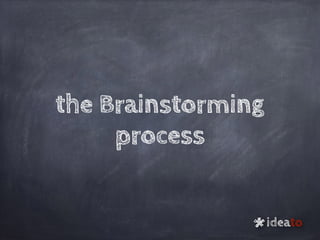 the Brainstorming
process
ideato
*
 