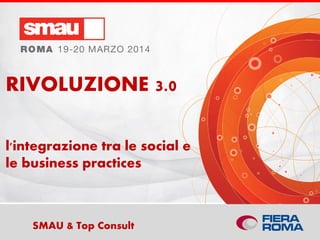 Titolo della presentazioneSMAU & Top Consult
l'integrazione tra le social e
le business practices
RIVOLUZIONE 3.0
 