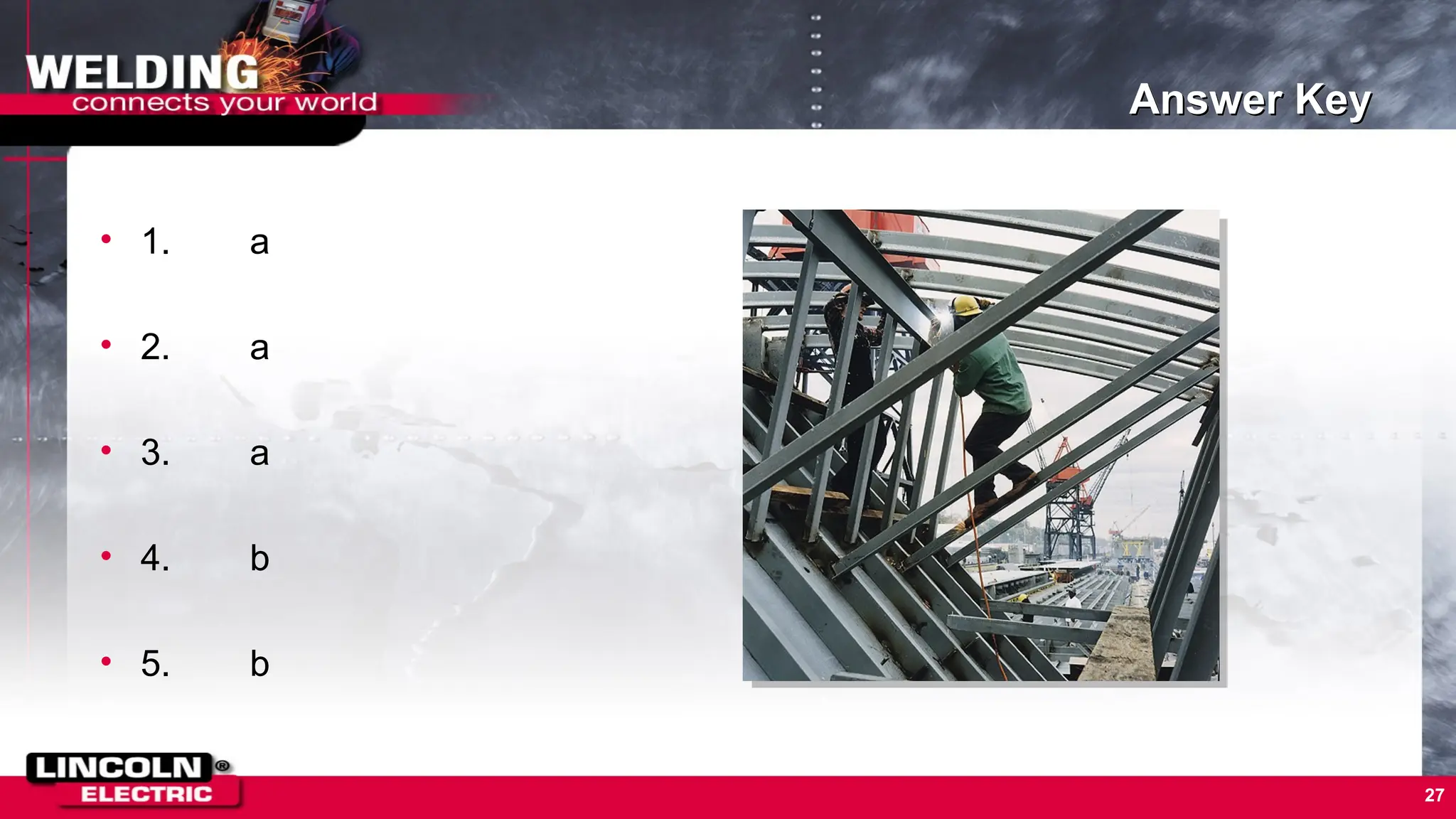 Answer Key
• 1. a
• 2. a
• 3. a
• 4. b
• 5. b
27
 