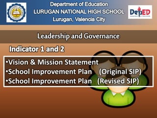 •Vision & Mission Statement
•School Improvement Plan (Original SIP)
•School Improvement Plan (Revised SIP)
 