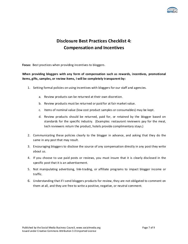 social media business council disclosure best practices toolkit relationship disclosure form