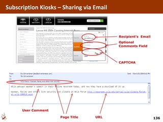 Optional Comments Field CAPTCHA Recipient’s  Email Subscription Kiosks – Sharing via Email User Comment Page Title URL 