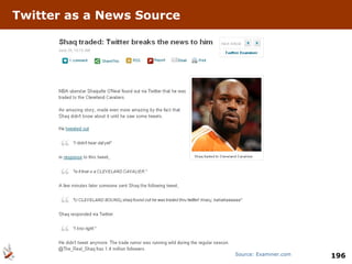 Twitter as a News Source Source: Examiner.com 