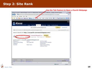 Step 2: Site Rank Source: Alexa Use the Tab Feature to Open a Fourth Webpage 