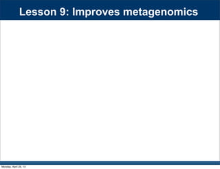 Lesson 9: Improves metagenomics
Monday, April 29, 13
 