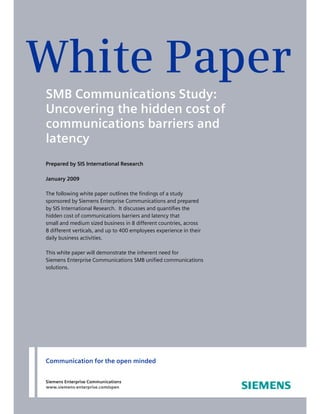 SIS Public White Paper on Hidden Communication Costs and Unified Communications