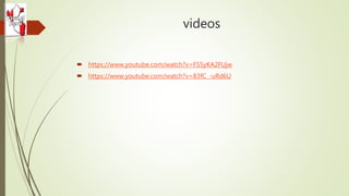 videos
 https://www.youtube.com/watch?v=FS5yKA2FUjw
 https://www.youtube.com/watch?v=83fC_-uRd6U
 