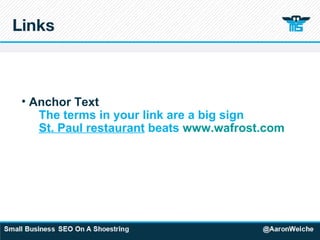 Links Anchor Text The terms in your link are a big sign St. Paul restaurant  beats  www.wafrost.com 