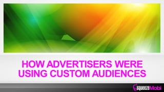 HOW ADVERTISERS WERE
USING CUSTOM AUDIENCES
 