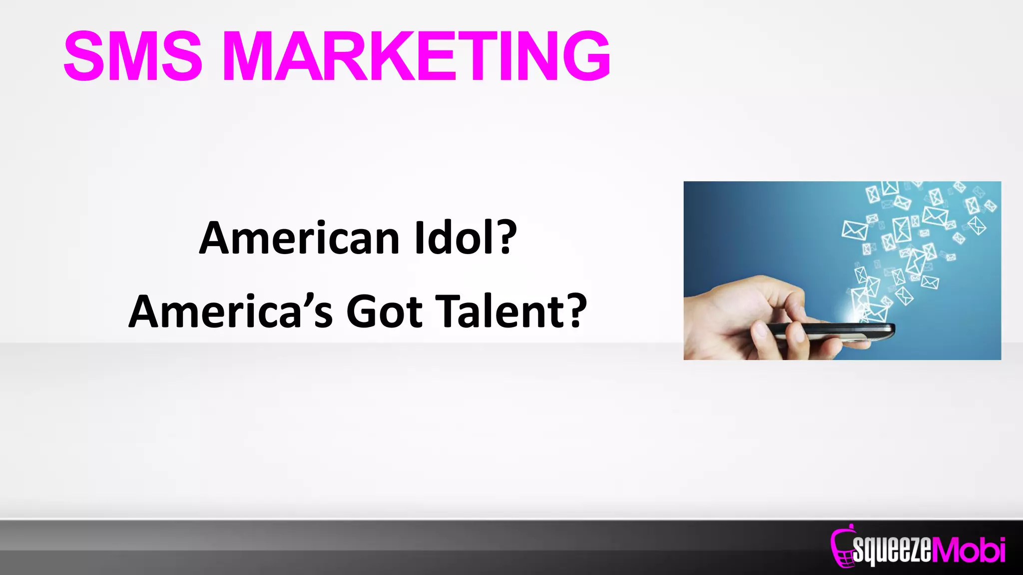 American Idol?
America’s Got Talent?
SMS MARKETING
 