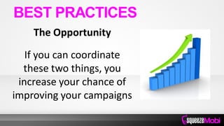 The Opportunity
If you can coordinate
these two things, you
increase your chance of
improving your campaigns
BEST PRACTICES
 