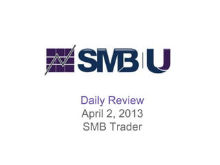Daily Review
April 2, 2013
SMB Trader
 