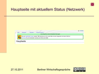 Hauptseite mit aktuellem Status (Netzwerk)

27.10.2011

Berliner Wirtschaftsgespräche

6

 