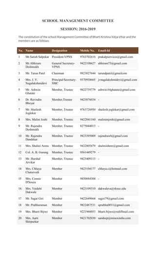 School Management Committee - Bharti Krishna Vidya Vihar | PDF