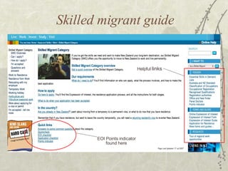 Skilled migrant guide EOI Points indicator found here Helpful  links 