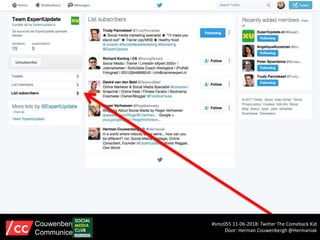 #smc055 11-06-2018: Twitter The Comeback Kid
Door: Herman Couwenbergh @Hermaniak
Couwenbergh
Communiceert
 