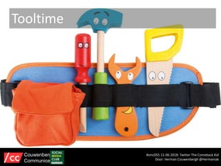 Tooltime
#smc055 11-06-2018: Twitter The Comeback Kid
Door: Herman Couwenbergh @Hermaniak
Couwenbergh
Communiceert
 