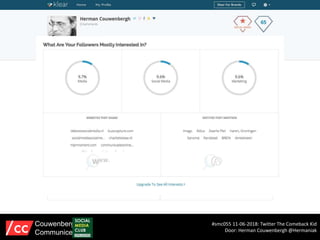 #smc055 11-06-2018: Twitter The Comeback Kid
Door: Herman Couwenbergh @Hermaniak
Couwenbergh
Communiceert
 