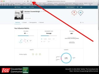 #smc055 11-06-2018: Twitter The Comeback Kid
Door: Herman Couwenbergh @Hermaniak
Couwenbergh
Communiceert
 