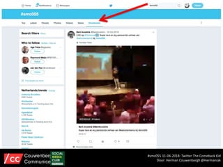 #smc055 11-06-2018: Twitter The Comeback Kid
Door: Herman Couwenbergh @Hermaniak
Couwenbergh
Communiceert
 