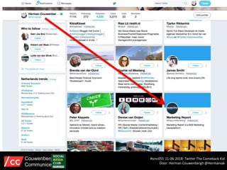 Inrichten profielpagina
#smc055 11-06-2018: Twitter The Comeback Kid
Door: Herman Couwenbergh @Hermaniak
Couwenbergh
Communiceert
 