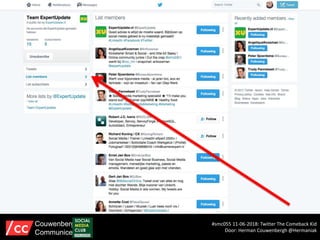 #smc055 11-06-2018: Twitter The Comeback Kid
Door: Herman Couwenbergh @Hermaniak
Couwenbergh
Communiceert
 