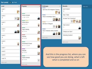 And this is the progress list, where you can 
see how good you are doing, what is left 
what is completed and so on 
 
